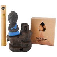 Oco Life Ceramic Buddah Incense Burner with Incense Cone + Sticks
